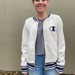 Champion Sherpa Bomber Jacket White